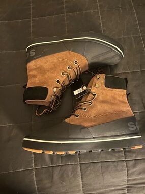 Sorel Brown Suede Waterproof Lace-Up Duck Boots